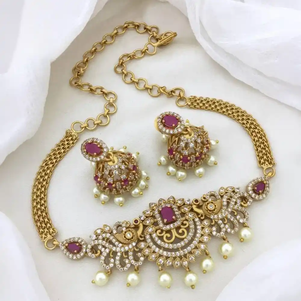 Pearl Kundan Necklace Set - Image 2