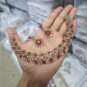 Royal AD Ruby & Emerald-Style Necklace Set