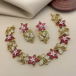 Royal Flower Leaf Necklace Set