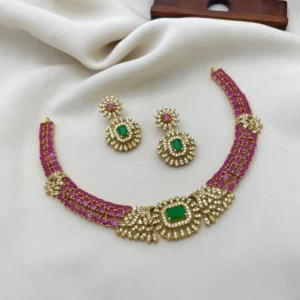 Ruby Emerald Necklace Set