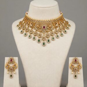 Peacock Floral Temple Choker Set